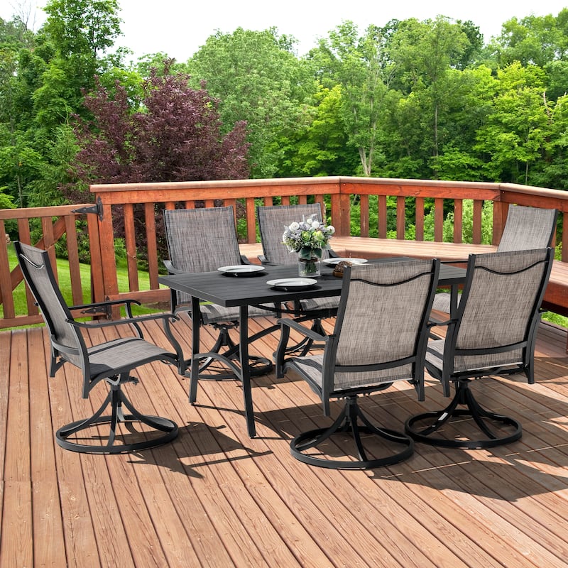 7-Piece Outdoor Aluminum Dining Set with Swivel Design