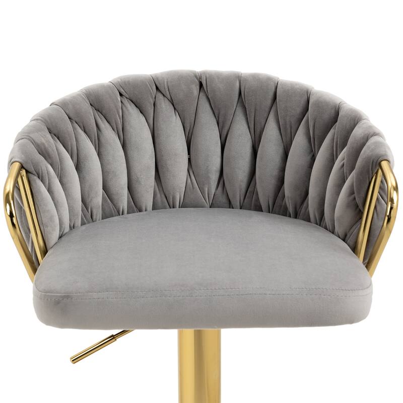 2 Set Counter Height Adjustable Velvet Bar Stools