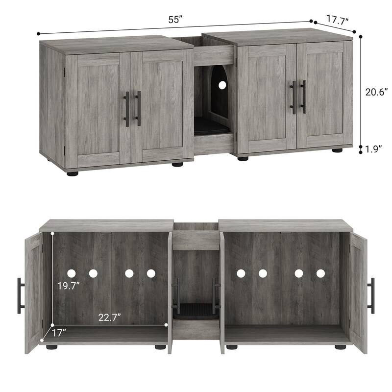 Intimate Double-Room Cat Litter Cabinet Furniture