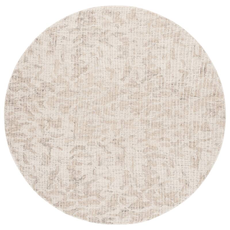 SAFAVIEH Handmade Ebony Diede Modern & Contemporary Wool Rug - 6' Round - Ivory/Grey