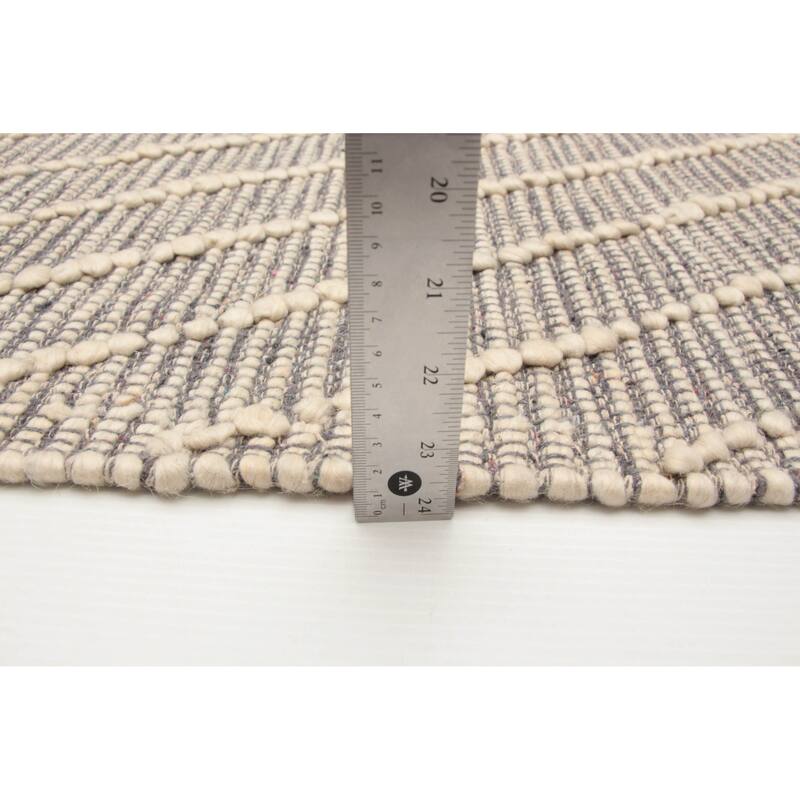 ECARPETGALLERY Braid weave Sienna Grey Wool Rug - 5'1 x 7'11