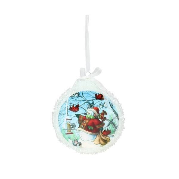Shop 5 Glass Led Lighted Snowman Scene Round Christmas Ornament