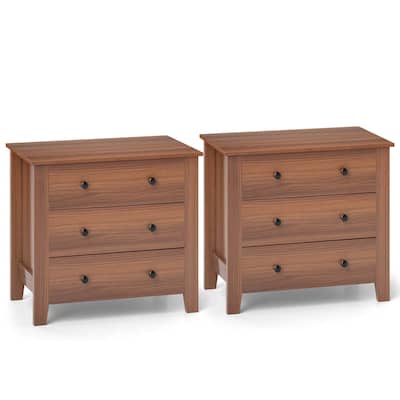 Costway 2 PCS 3-drawer Dresser with Convenient Handles Smooth Slide