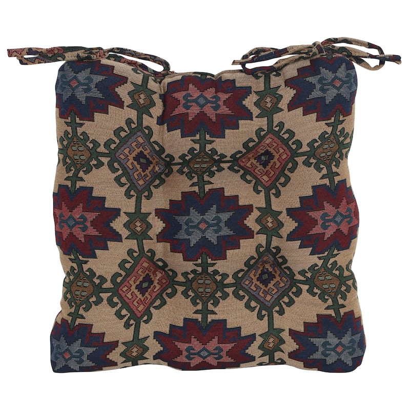 16-inch Square Woven Tapestry Tufted Chair Cushions (Set of 2 or 4) - 16 x 16