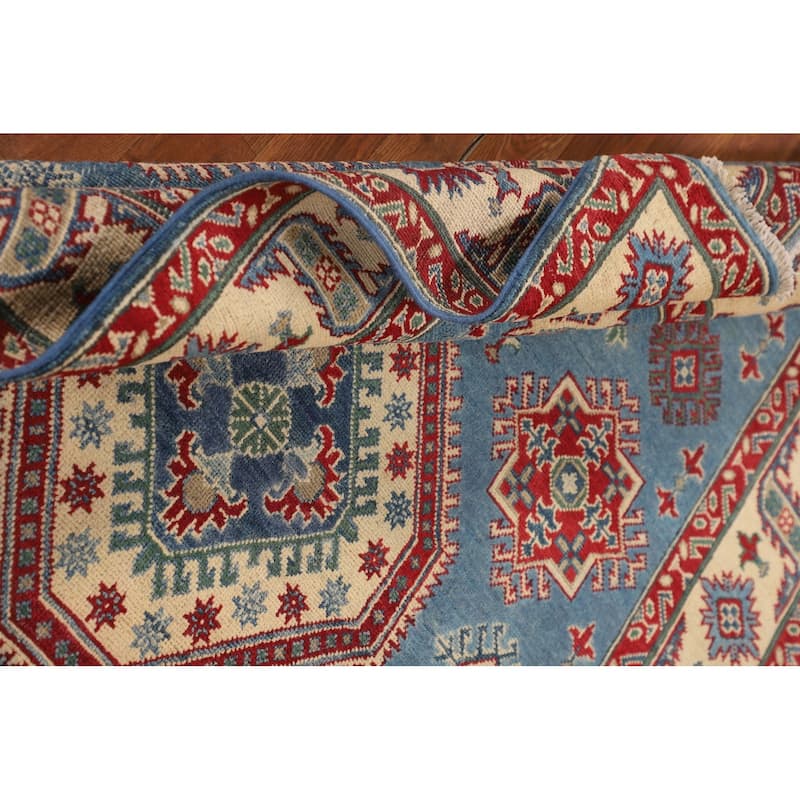 Light Blue Kazak Rug Handmade Oriental Wool Carpet - 5'0" x 7'4"