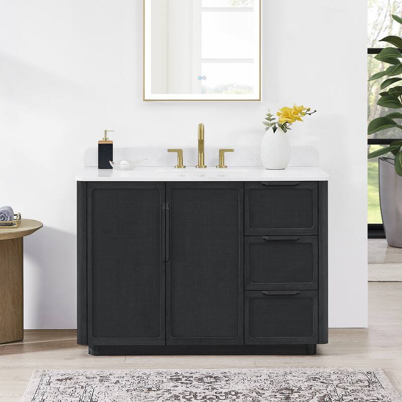 Busan Bath Vanity with White Quartz Stone Top without Mirror