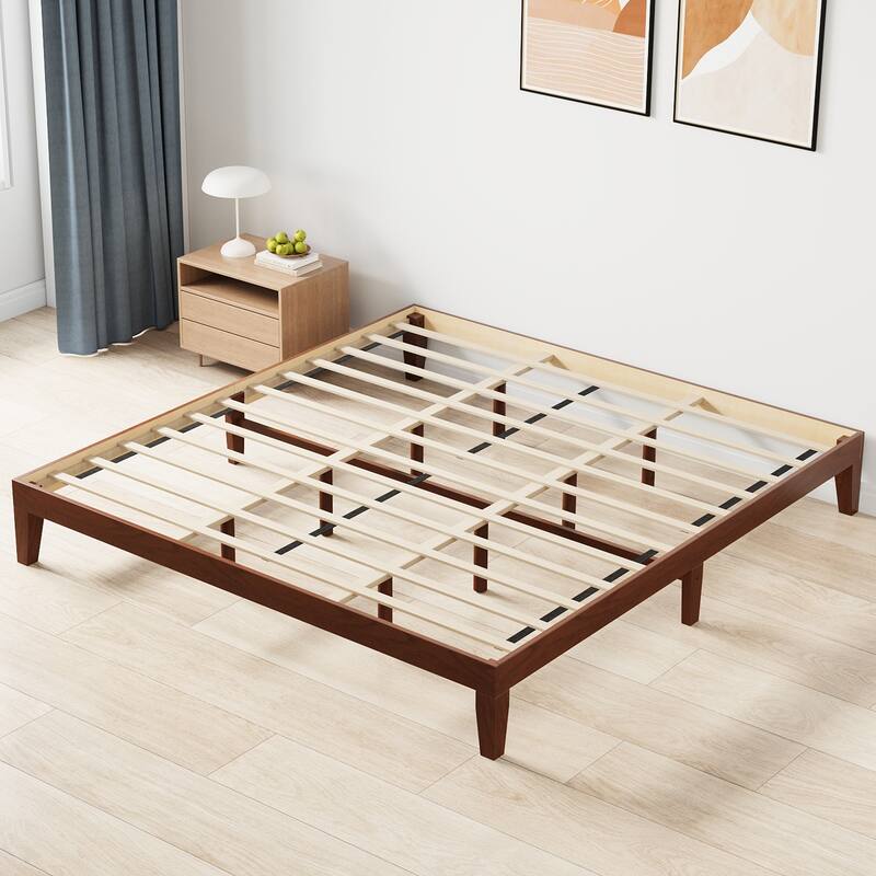 12" Wood Platform Bed Frame - California King, No Box Spring, Easy Assembly​