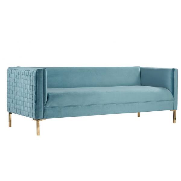 Shop Divani Casa Putnam Modern Blue Velvet Sofa Overstock 29176627