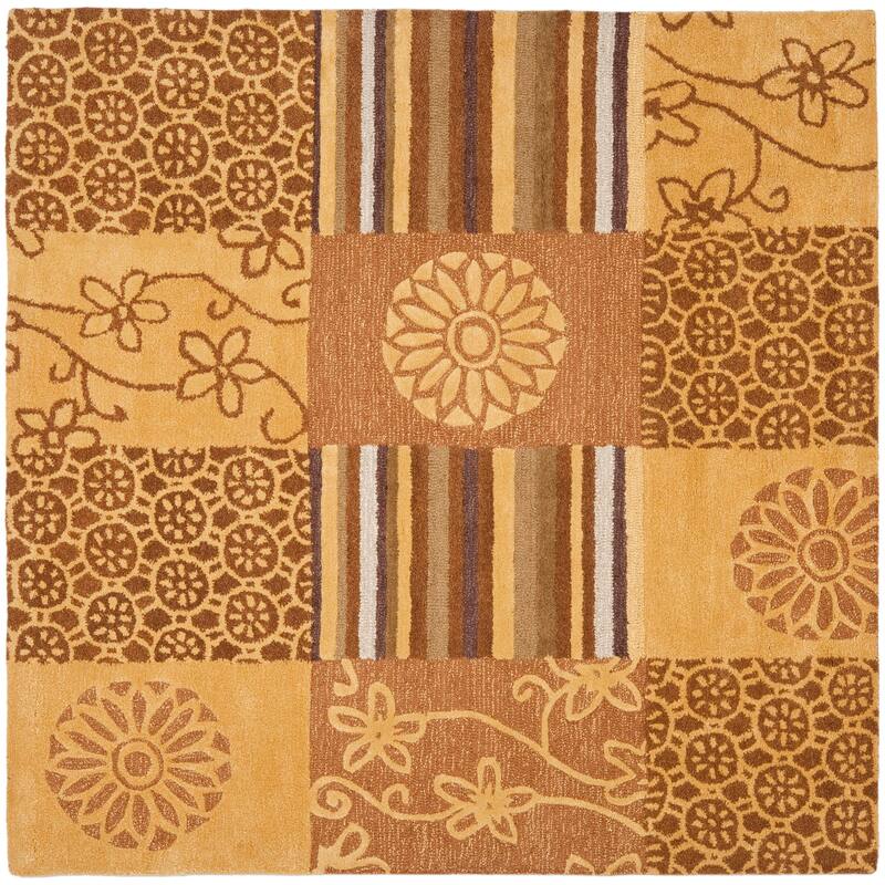 SAFAVIEH Handmade Soho Tai Patchwork N.Z. Wool Rug - 6' Square - Beige/Multi