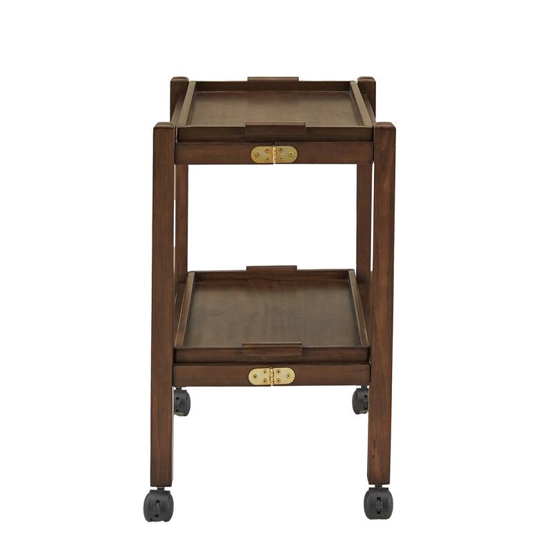 Dolores Wood Finish Folding Bar Cart with Two Detachable Trays by iNSPIRE Q Modern
