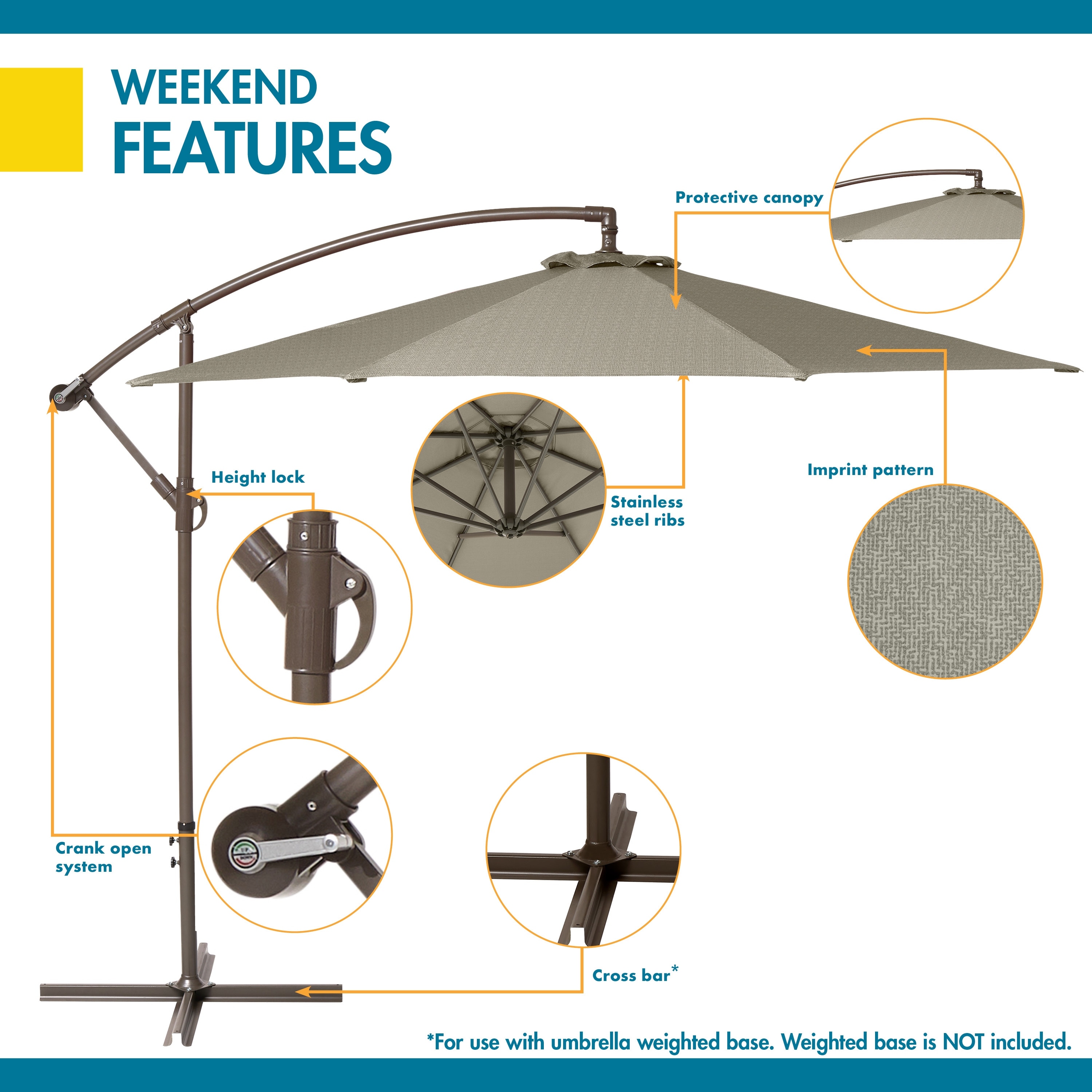 duck patio umbrella with crank Olive Duckhead To lower the umbrella cover 2.5m Parasol Duck Egg Blue
