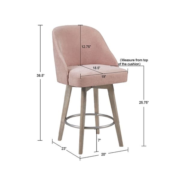 dimension image slide 2 of 4, Madison Park Walsh Counter Stool With 360 degree Swivel Seat