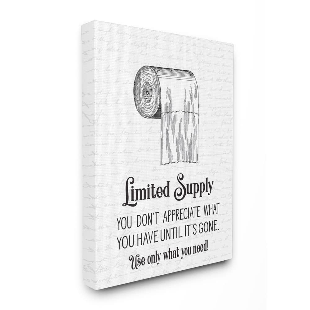 Stupell Funny Limited Supply Bathroom Canvas Wall Art