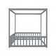 preview thumbnail 9 of 10, Grey Full Size Pine Wood Canopy Frame Floor Bed with Guardrails