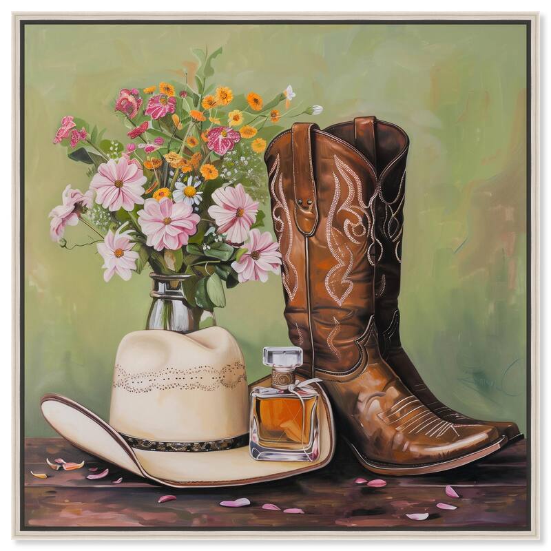 Spring Green Cowboy Necessities Canvas by Art Remedy - Silver - 12" x 12"