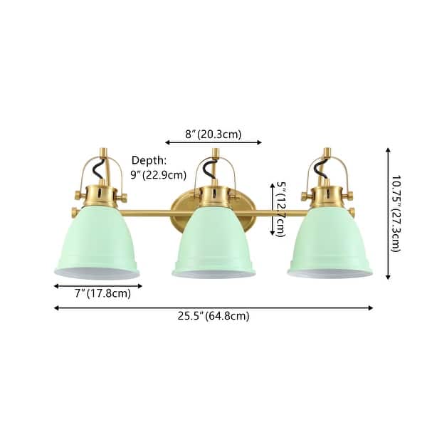 dimension image slide 5 of 14, JONATHAN Y Sydney Farmhouse Bohemian Iron LED Vanity