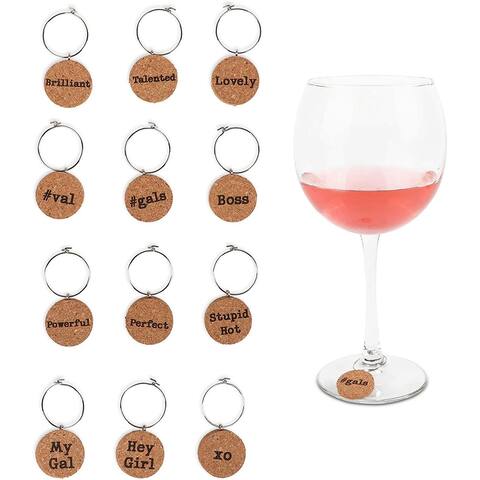 Wine Glass Charms, Girls Night In Drink Markers (12 Pieces)