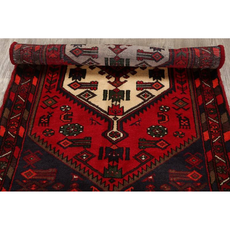 Geometric Tribal Hamedan Persian Area Rug Wool Hand-knotted Carpet - 3'3" x 5'0"