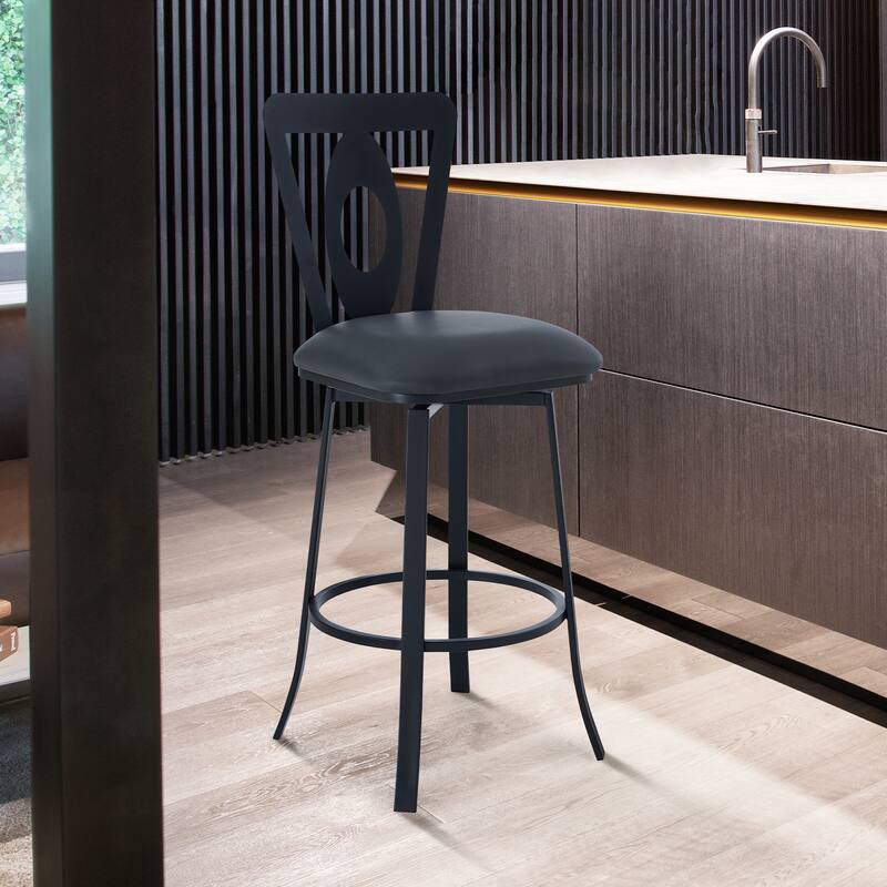Lola Bar and Counter Height Swivel Stool - Black - Counter Height