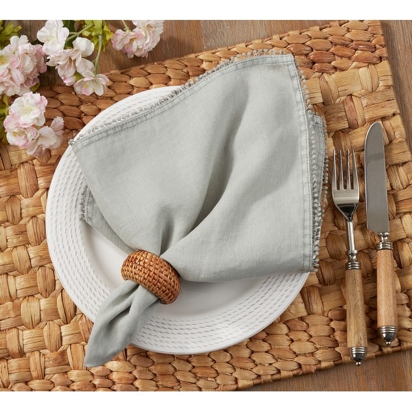 slide 1 of 26, Table Napkins With Pom Pom Design (Set of 4) - 20"x20"
