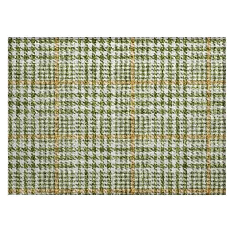 Machine Washable Indoor/ Outdoor Plaid Chantille Rug