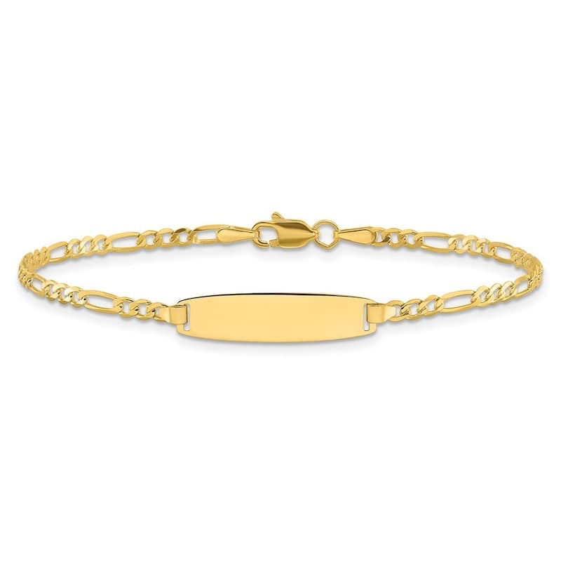 Curata 14k Yellow Gold 5.5mm Figaro Diamond Cut ID Bracelet Options: 7" 8"