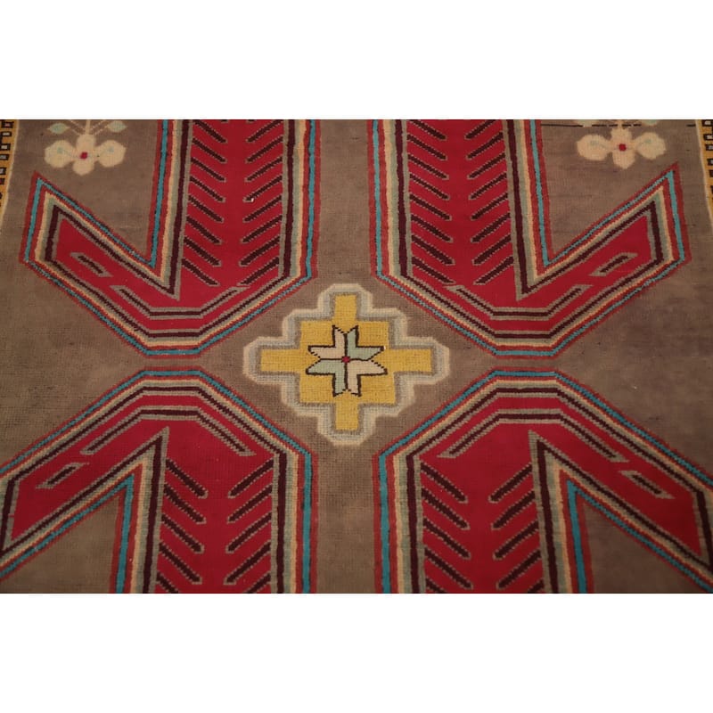 Hand Knotted Oriental 100% Wool Carpet Traditional Tribal Brown Ardebil Runner Rug - 10' 3'' X 3' 9''