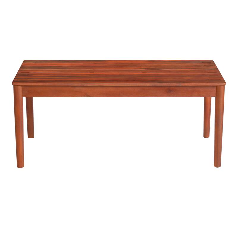 Rustic Acacia Wood Coffee Table - Weather-Resistant Mahogany Finish for Patio & Garden
