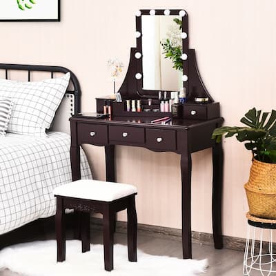 Dimmable Bulbs Touch Switch Vanity Dressing Table Set with Removable Box