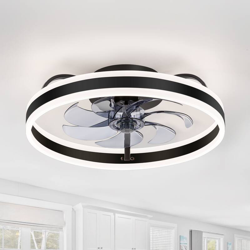 20-in Black Low Profile Ceiling Fan with Remote Control(7-blade)