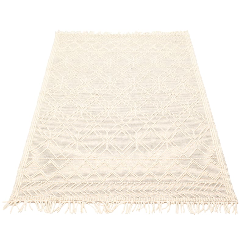 ECARPETGALLERY Braid weave Sienna Cream Wool Rug - 5'0 x 7'10