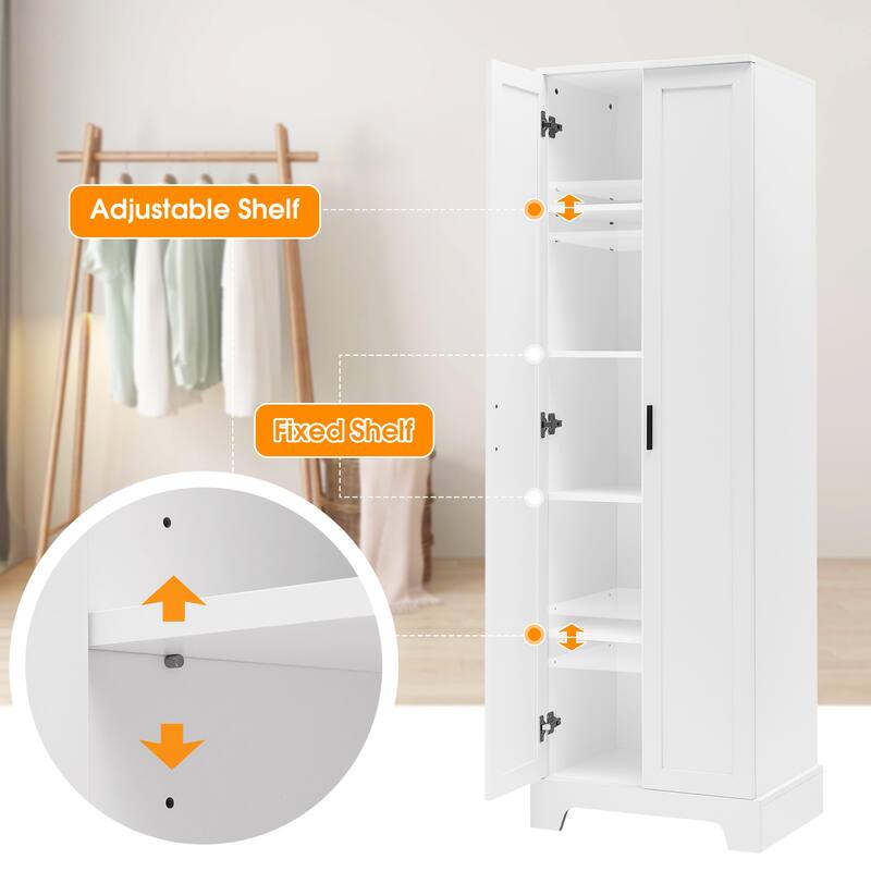 Roomfitters 2-Door Tall Storage Cabinet, Multi-Functional Organizer with Adjustable Shelves