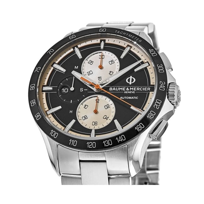Baume and Mercier Clifton Club Automatic Chronogragh Men's Watch - Black Face, Stainless Steel Bracelet