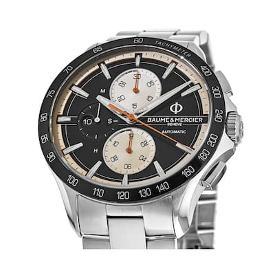 Baume and Mercier Clifton Club Automatic Chronogragh Men's Watch - Black Face, Stainless Steel Bracelet