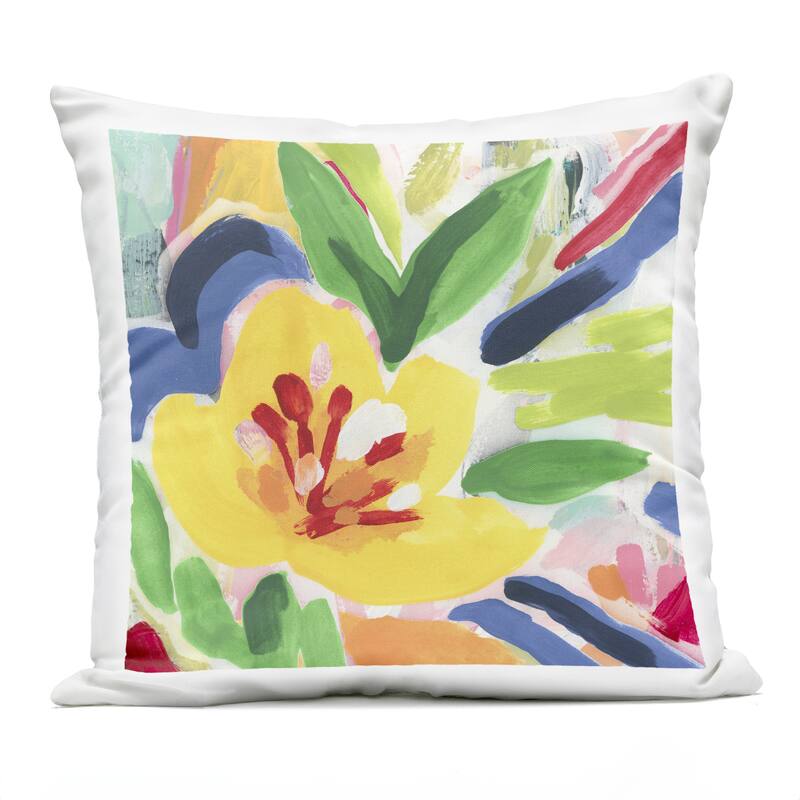 Stupell Vivid Lively Florals Printed Outdoor Throw Pillow Design by June Erica Vess - Accent - Polyester - Multi-Color - Single