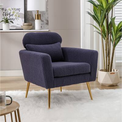 29.5" Boucle Accent Arm Chair Single Sofa Club Chair with Throw Pillow