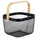 preview thumbnail 2 of 14, Simplify Mesh Tote with Bamboo Handle 9.84" x 9.45" x 6.9" - Black