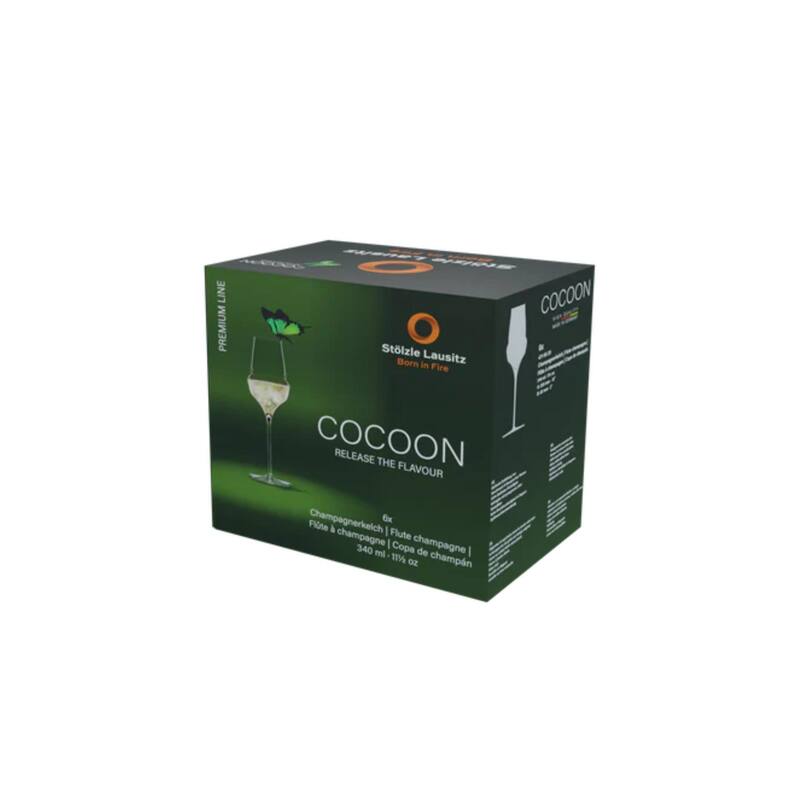 Stolzle Lausitz Set of 6 Cocoon Champagne Flutes - 11.5 Oz