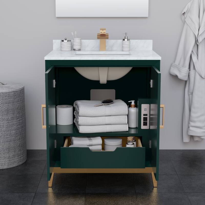 Marlena 30-Inch Single Vanity Set, Carrara Marble Top