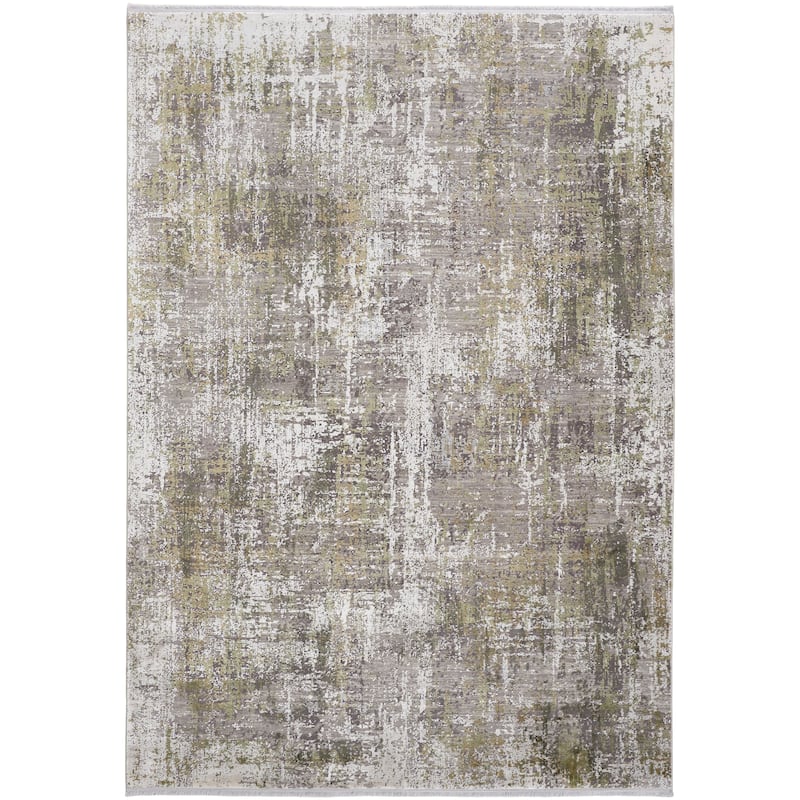 Lindstra Gradient Abstract Area Rug, Olive Gray/Jade Green - 4'-10" x 7'-10" - Opal Gray/Jade Green/Olive Gray