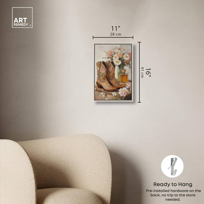 Delicate Floral Boots II Canvas by Art Remedy