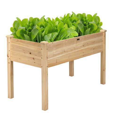 Costway Wooden Raised Vegetable Garden Bed Elevated Grow Vegetable - 49.5 x 23.5 x 30