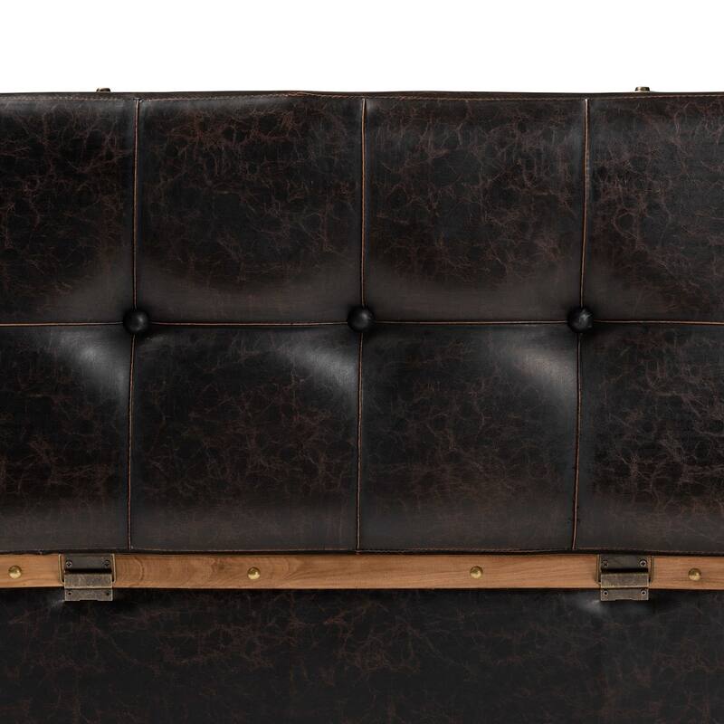 Gendry Modern Rustic Faux Leather and Wood Storage Ottoman Large