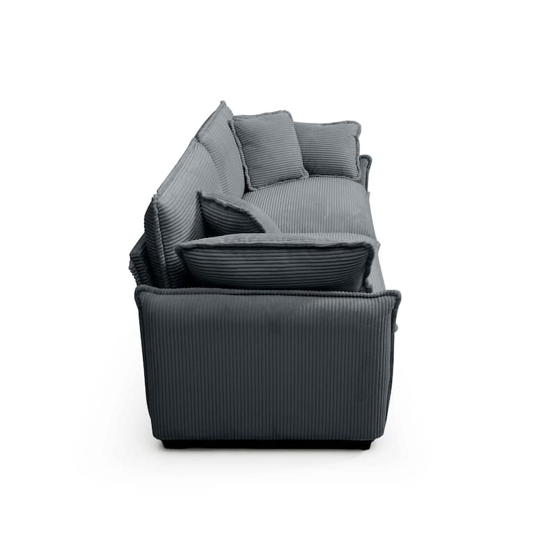 Oversize Loveseat, 81'' 2 Seater Corduroy Couch with 4 Pillows and Removable Armrests, Modern Love Seat for Living Room, Office