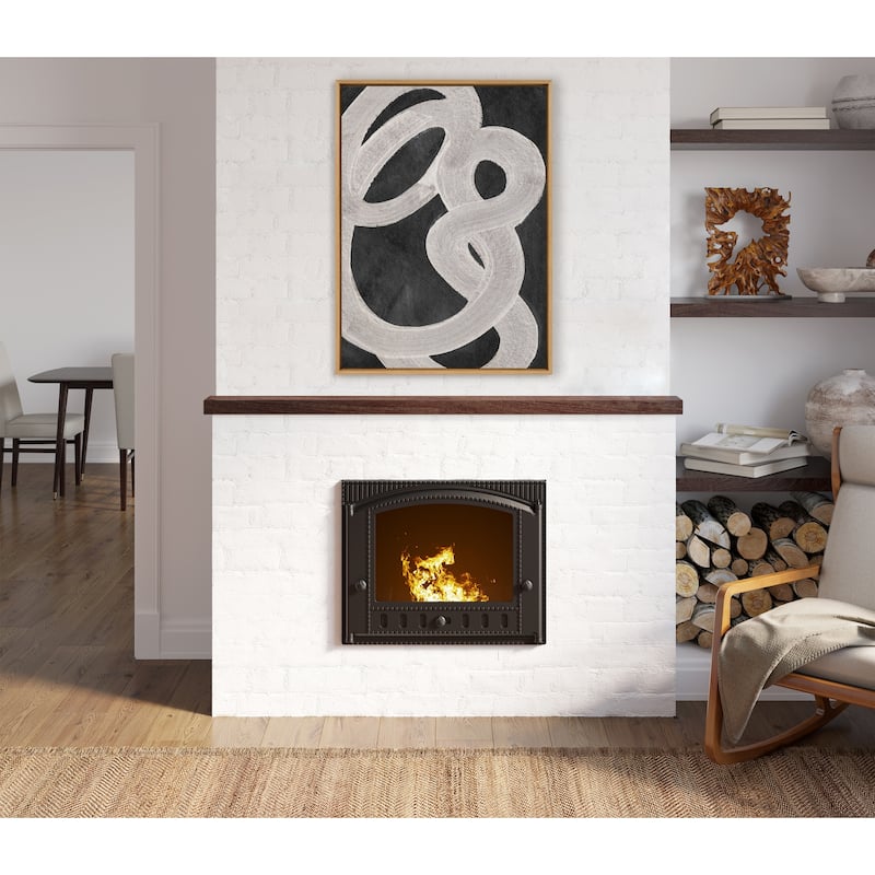 Kate and Laurel Sylvie Japandi 20 Beige Framed Canvas by Rocket Jack