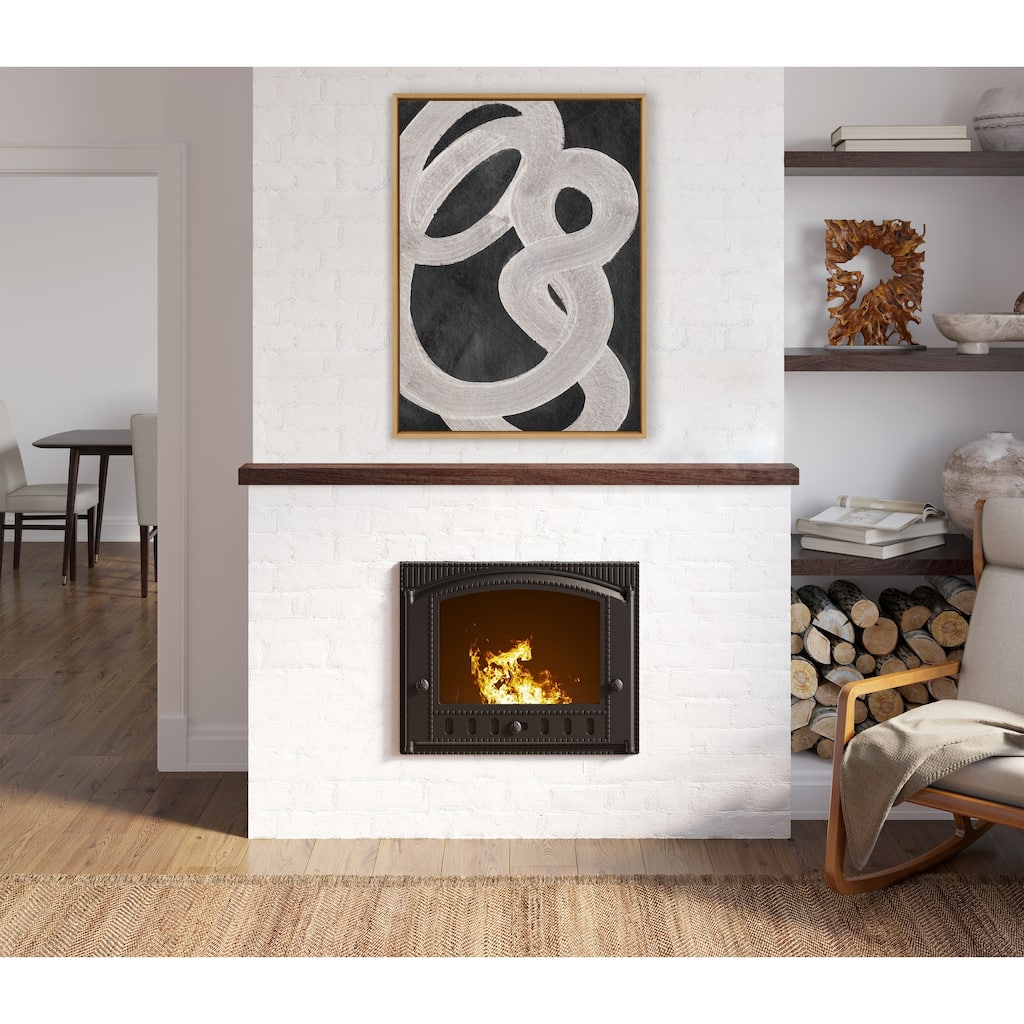 Kate and Laurel Sylvie Japandi 20 Beige Framed Canvas by Rocket Jack