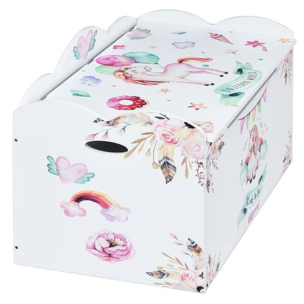 Shop Costway Wooden Toy Box Storage Chest W Seating Bench For