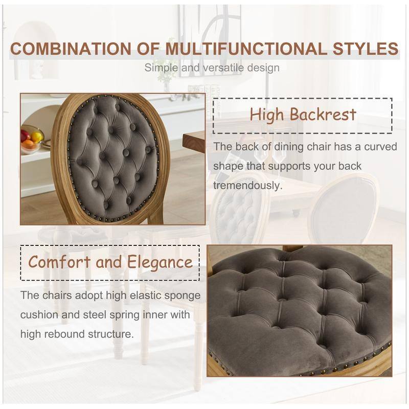 French Style Solid Wood Dining Chair with Nailhead Set of 6