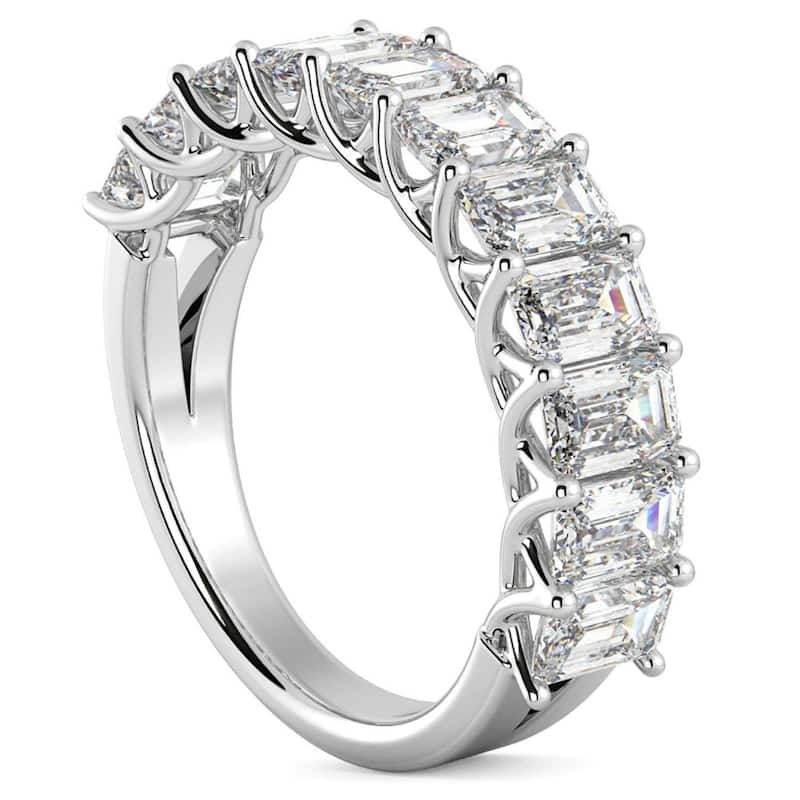 3.60Ct Emerald Diamond U-Prong Wedding Anniversary Ring Gold Lab Grown