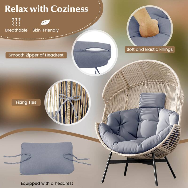 Costway Oversized Egg Style Chair with Cushions & Headrest Heavy-Duty - See Details